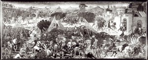 ローマ人とガリア人の戦い、またはローマの門の前での戦い（パネル上のテンペラ） 作： Paolo Uccello